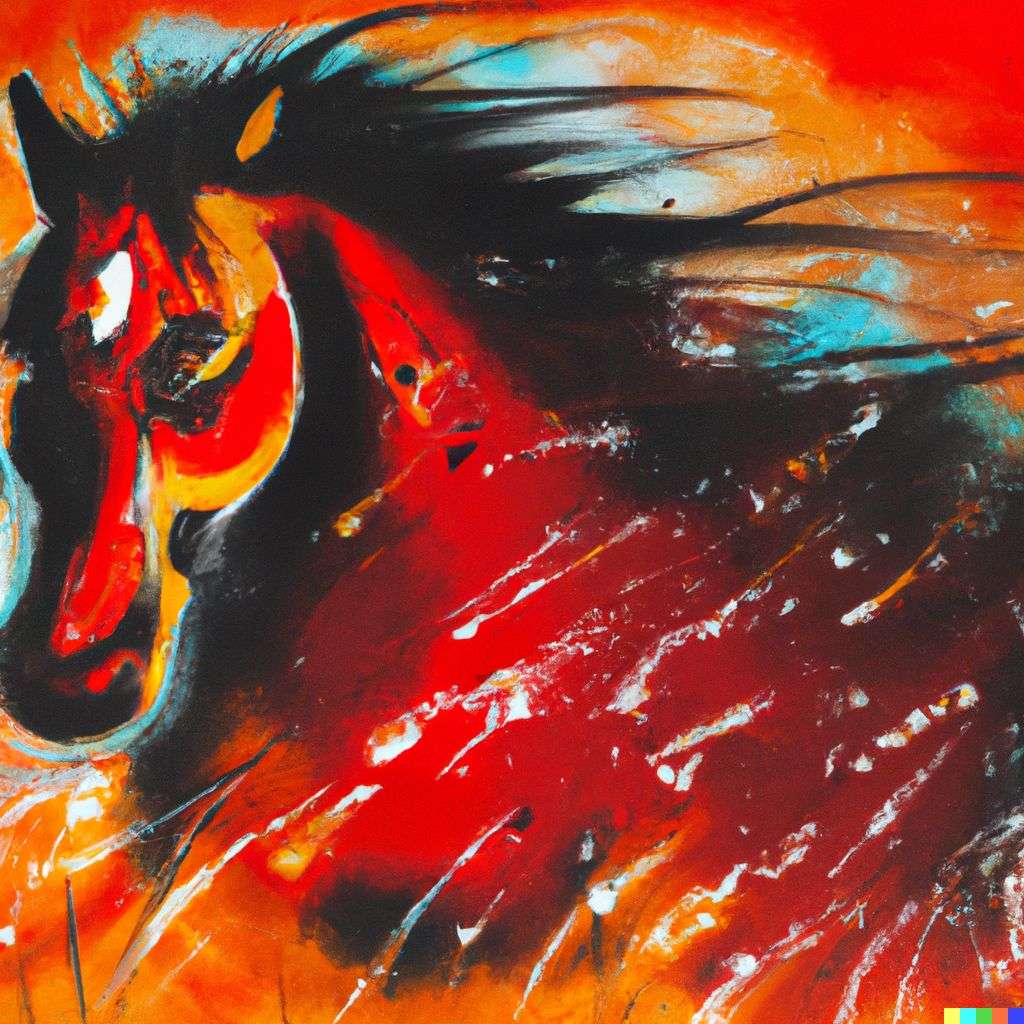 a horse, painting, abstract style
